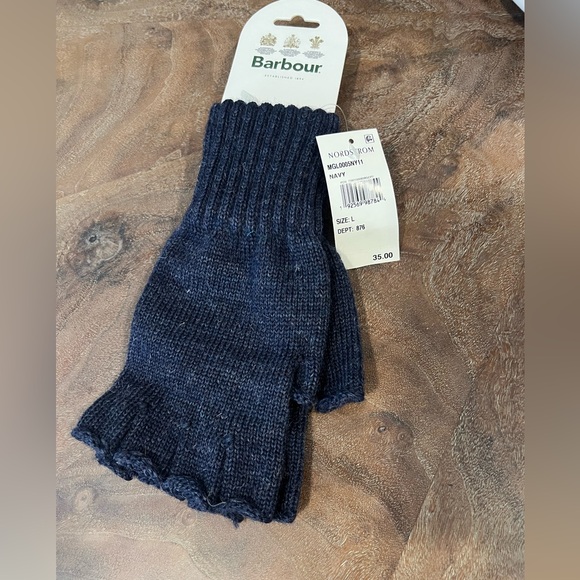 Barbour Accessories - Barbour Navy Fingerless Gloves size L NWT